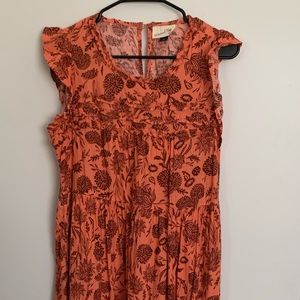 Universal Thread Orange Patterned Midi Dress
